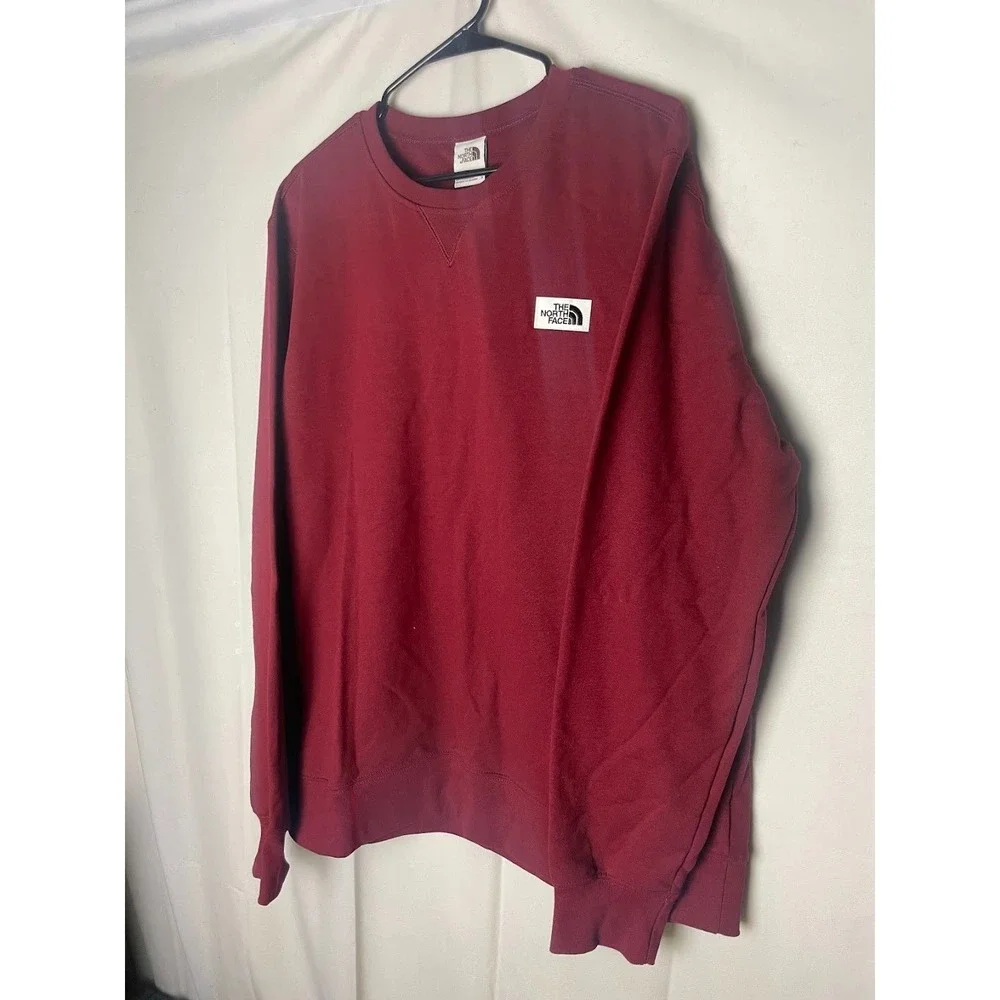NWT The North Face Men's Patch Crew Sweater Maroon Red Size XL Brand New